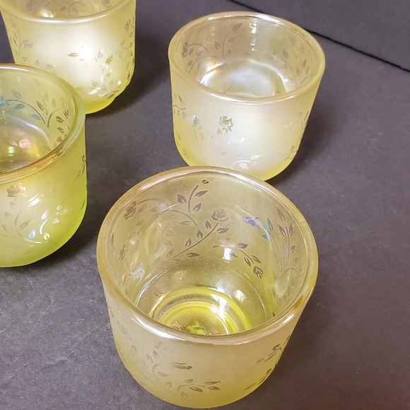 Vintage Yellow Iridescent Candle Holders - Picture 7 of 8